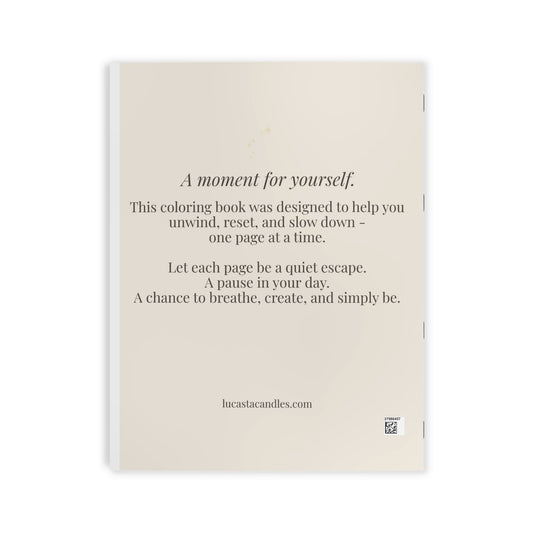 Beige coloring book with black text on a white background
