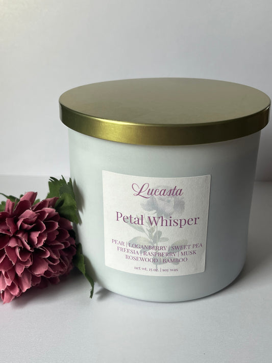 Candle with a label on a white background