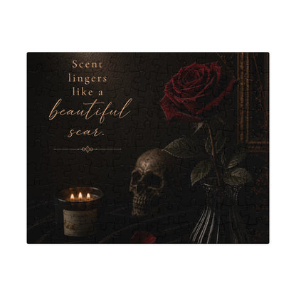 Close-up of Lucasta Gothic Floral Puzzle pieces showing skull and floral detail