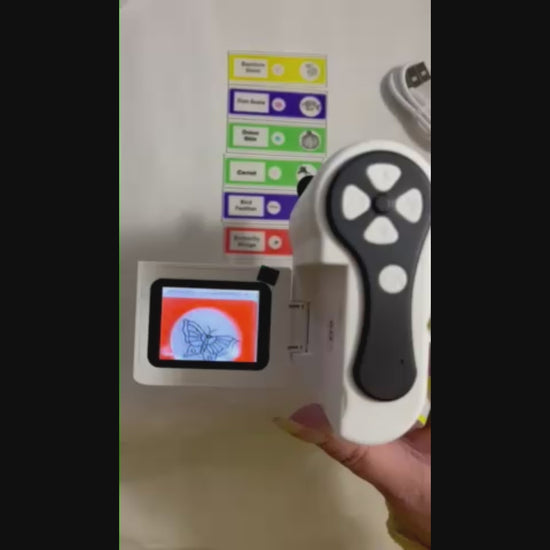 Video of handheld microscope showing butterly wings slide 