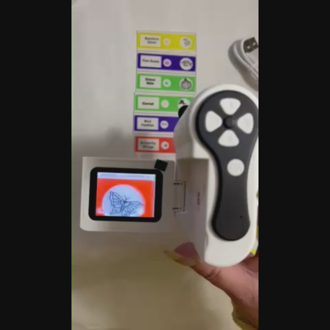 Video of handheld microscope showing butterly wings slide 